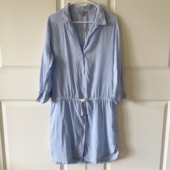 James Perse Dresses & Skirts - James Perse Boyfriend Button Front Drawstring Waist Striped Shirt Dress Size XL